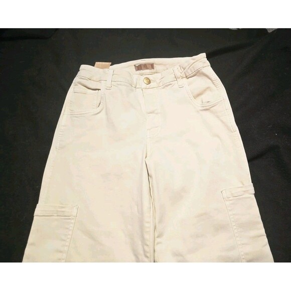 KUT From the Kloth Jodi Wide Leg Stretch Cargo Beige Pants Size 6 28x30 - Picture 6 of 10